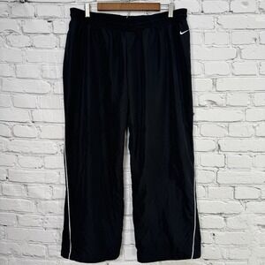 Nike Athletic Dept Womens Black Track‎ Pants XL Wide Leg Mesh Lined Y2K Piping